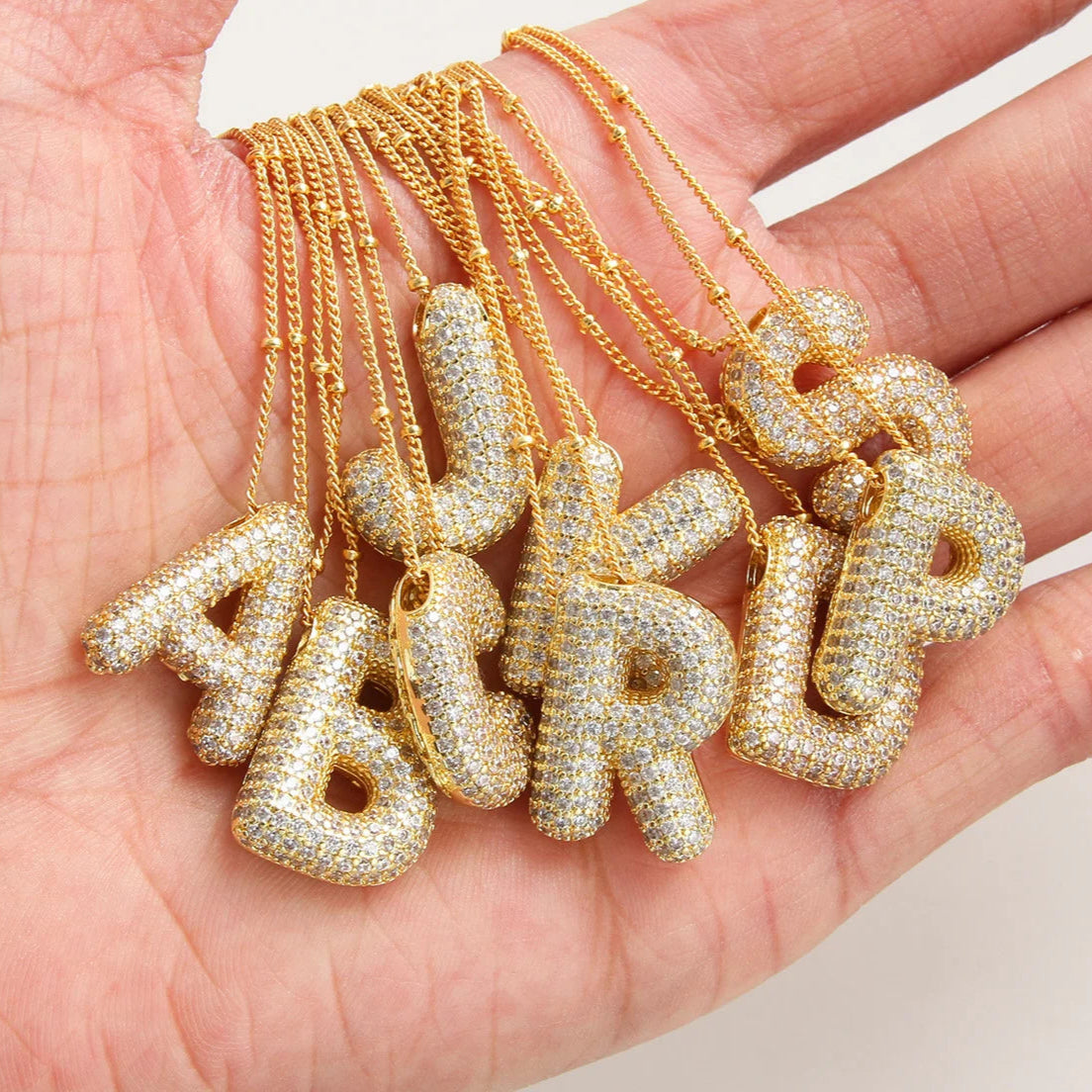 Kawaii Gold Plated Balloon Letter Necklace 🎈✨ | Chunky Initial Pendant Jewelry for Trendy Women 👩‍🎤💖