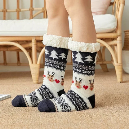 Fluffy Winter Socks For Women Warm Plush Non Slip Slipper Snowflake Gift ❄️🎁