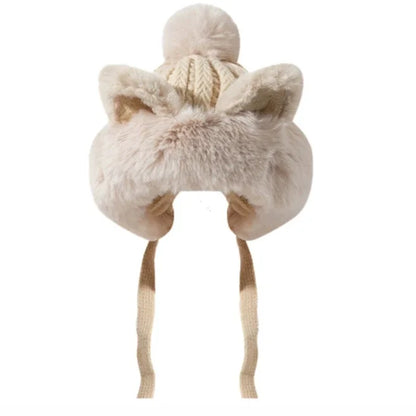 Cute Winter Fox Ear Knitted Hat 🦊❄️ - Adorable Plush Bonnets for Women to Keep Warm and Stylish!