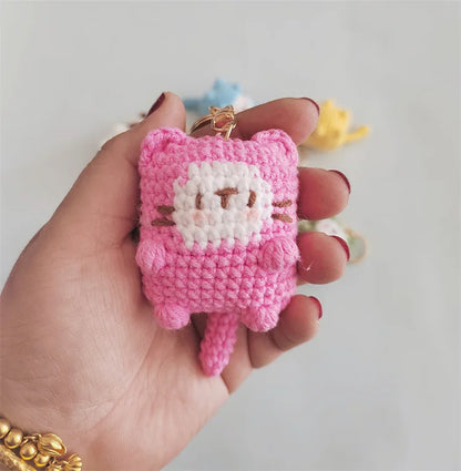 Handmade Kitten Crochet Keychain For Backpack Cute Cat Doll Pendant 🧶🐾