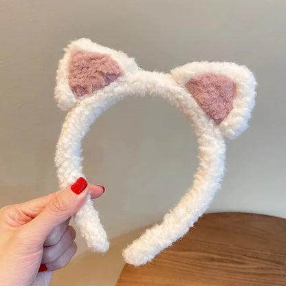 Kawaii Plush Cat Ear Hair Band 🎀✨ | Cute & Soft Headband for Makeup & Face Washing 🐱💖