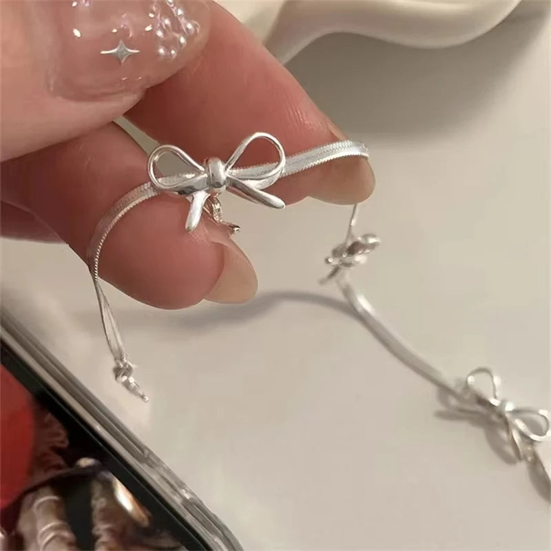 Sweet Bow Snake Chain Bracelet Women Girls Sparkling Ribbon Bowknot Jewelry ✨🎀