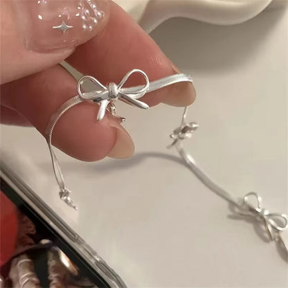 Sweet Bow Snake Chain Bracelet Women Girls Sparkling Ribbon Bowknot Jewelry ✨🎀