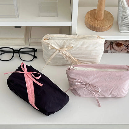 Kawaii Bowknot Pencil Pouch 🎀✨ | Large Capacity Storage Bag for Girls & Office Supplies!