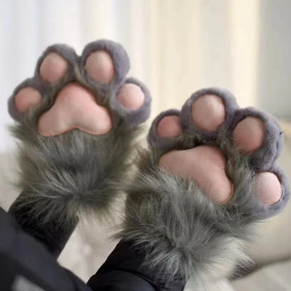 Kawaii Plush Fox Paw Mittens 🦊✨ | Cute Costume Claw Gloves for Halloween & Cosplay 🎃🐾