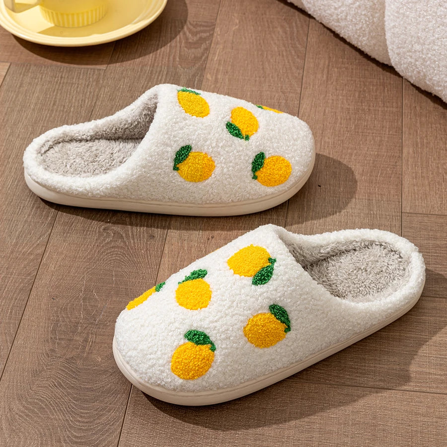 Kawaii Lemon Slice Indoor Slippers 🍋✨ - Cozy & Cute Winter Footwear for Women 🌟🥿
