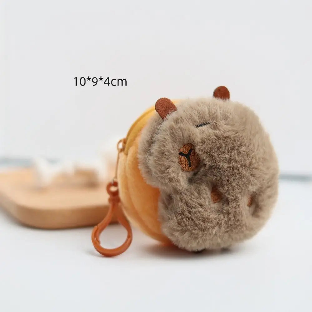 Kawaii Capybara Plush Coin Purse 🐾✨ Cute Cartoon Round Bag for Headphones & More! 🎀