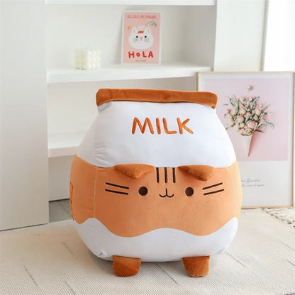 Cartoon Cat Milk Bottle Plushie 🐱💖 - Adorable Kitten Tail Cushion for Cozy Sofa Vibes! 🥛✨ - Pixie Quill