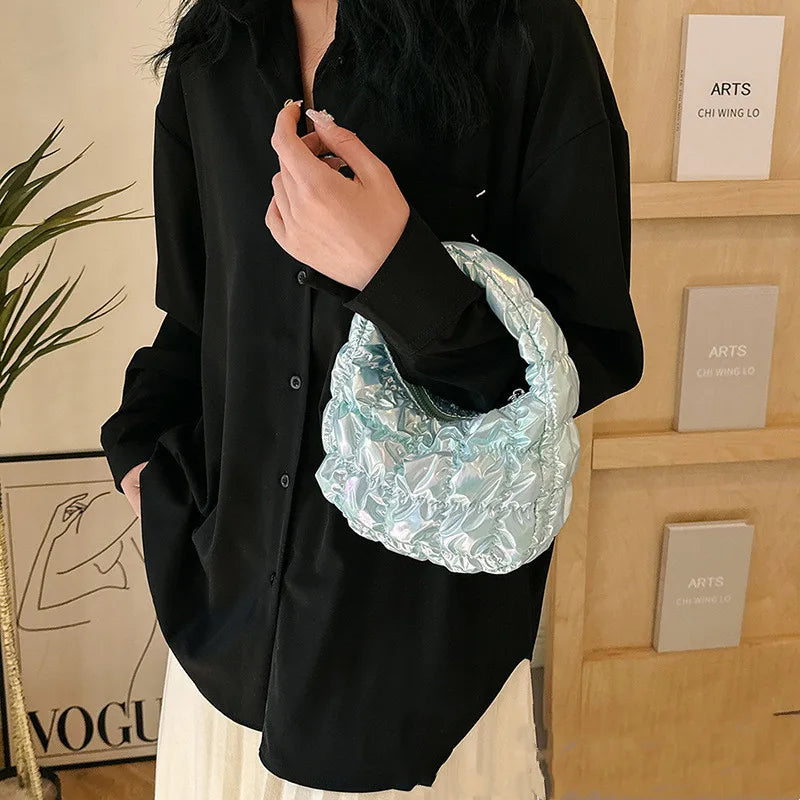 Kawaii Pleated Cloud Mini Handbag 🌈✨ | Adorable Soft Nylon Tote Bag for Trendy Women 💖🌟