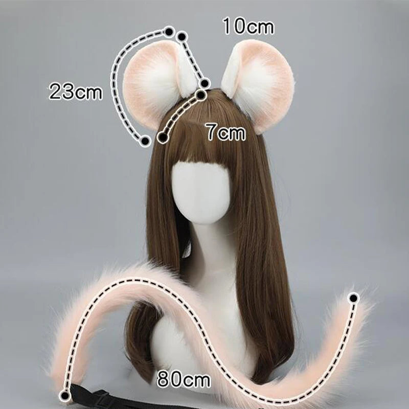 Kawaii Plush Mouse Ears Headband 🎀 | Cute Furry Animal Hair Hoop for Anime & Cosplay 🐭✨