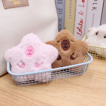 Kawaii Capybara Squeaky Plush Keychain 🐾✨ Cute Cartoon Animal Bag Charm for Couples & Kids 🎒💕