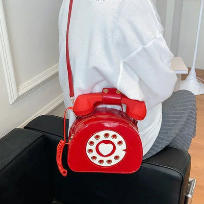 Kawaii Phone Bag 🎀 | Cute Telephone Shaped Crossbody Purse for Stylish Women 💖 | Adorable PU Leather Handbag for School & Shopping👜✨
