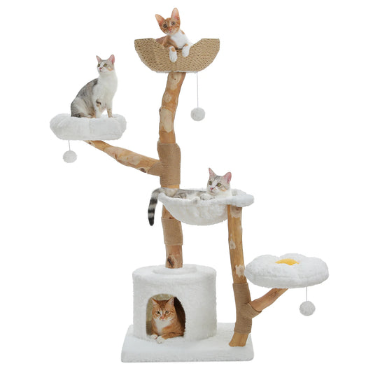 Deluxe Indoor Cat Tree Tower With Sisal Post, Wicker Basket Bed Flower Condo 🐾🌸