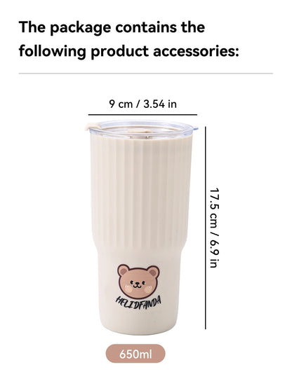 Kawaii 650ML Leak-Proof Coffee Mug ☕✨ - Adorable Portable Tumbler for Travel & Sports! 🌈💧