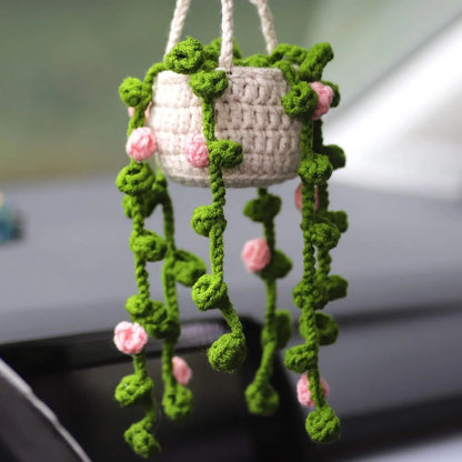 Kawaii Crochet Succulent Car Decor 🌵✨ | Adorable Handmade Plant Accessories for Women 🚗💖