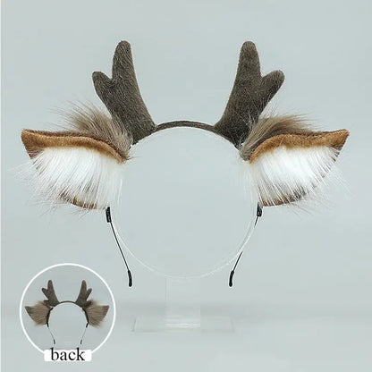 Plush Deer Antler Headband Cosplay Hair Accessory Lolita Party Wear 🎀🦌