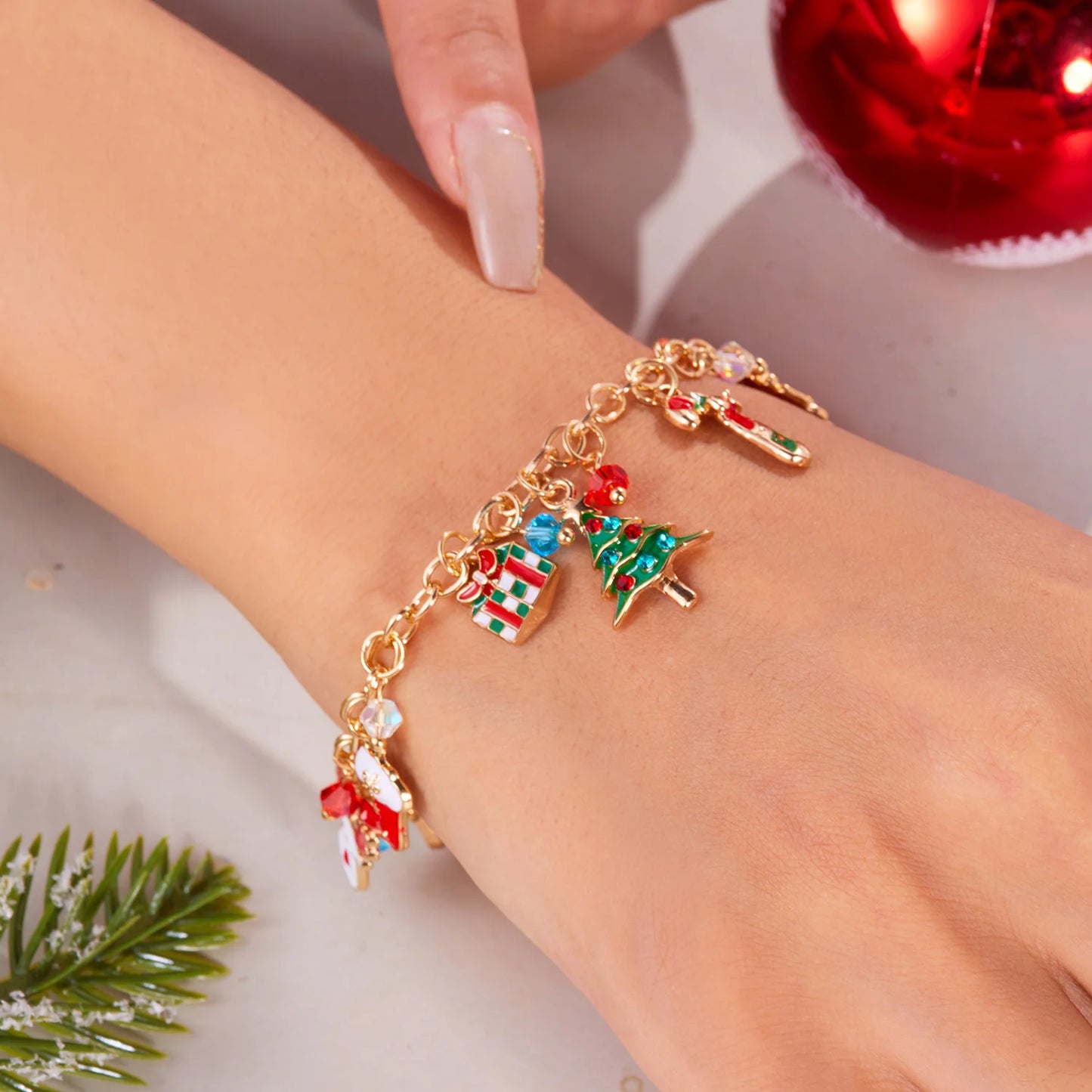 Whimsical Christmas Bracelet With Santa Snowman Star Pendant Jewelry Adjustable🎄
