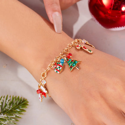 Whimsical Christmas Bracelet With Santa Snowman Star Pendant Jewelry Adjustable🎄