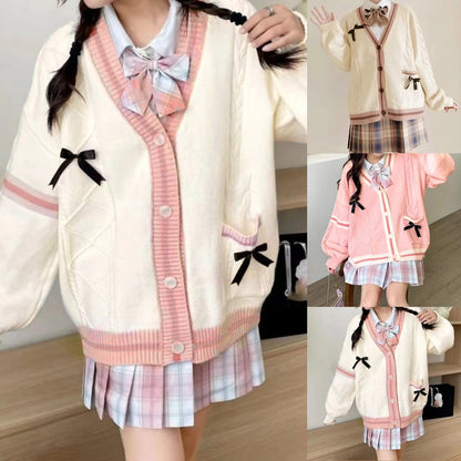 Kawaii Bow Cardigan 🌸✨ | Cozy Knitwear for Autumn & Winter 🍂💖 | Stylish Women's Outerwear