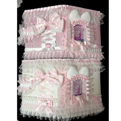 Pink A5 Photo Card Binder With Lace Ribbon Top Loader 📷🎀 Kpop Style
