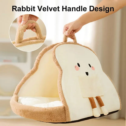 🌟 Cozy Cat Bread Nest 🐾 Adorable Winter Pet Tent for Deep Sleep 💤 Perfect for Small & Medium Furry Friends! 🐶🐱