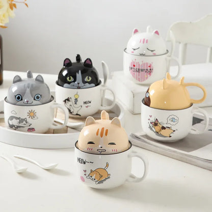 Kawaii Shiba Inu & Cat Ceramic Mug 🐕🐈 - Adorable Cartoon Cup for Cozy Tea & Coffee ☕️💖