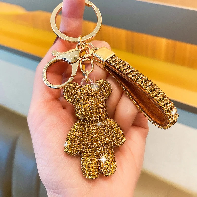 Diamond Bear Car Keychain Cute Handmade Luxury Rhinestone Bag Pendant 🧸💎✨