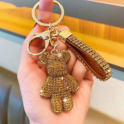 Diamond Bear Car Keychain Cute Handmade Luxury Rhinestone Bag Pendant 🧸💎✨
