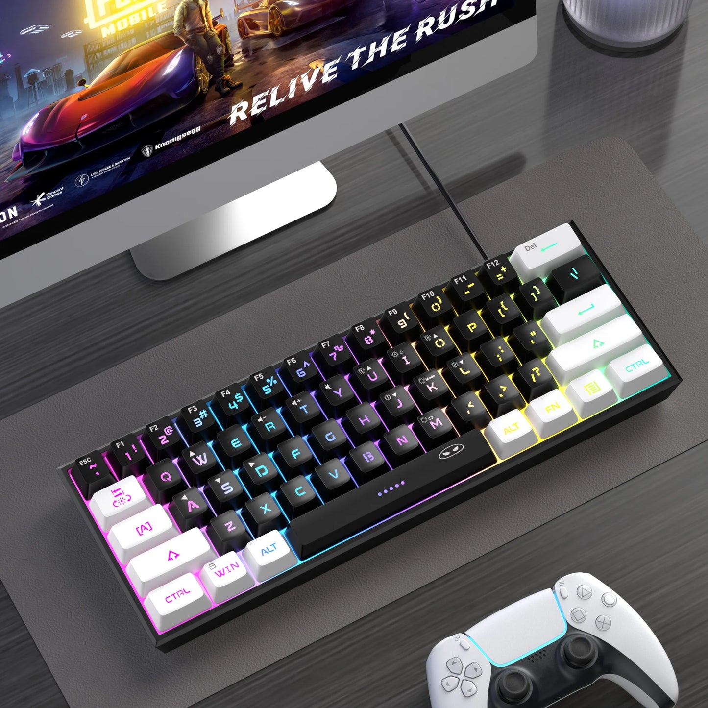 Kawaii Magic: MageGee TS91 Mini 60% RGB Keyboard 🎀✨ - Adorable Compact Membrane Keyboard for Gamers & Typists 💖🌈