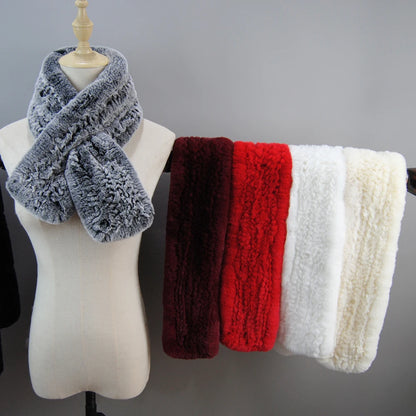Lux Rex Rabbit Fur Scarf For Women Real Fur Warmth 🧣 Cozy Elegance ❄️