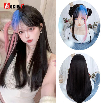 Cute Ombre Blonde & Black Double Ponytail Lolita Wig 🎀✨ - Kawaii Cosplay Hair with Bangs for Harajuku Style! 💖👸