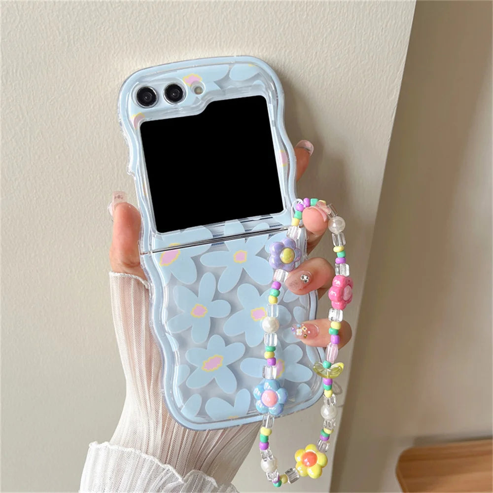🌸 Whimsical Floral Charm Bracelet Case for Samsung Galaxy Z Flip 6/5/4/3 💖✨