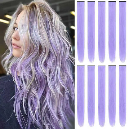 Pastel 22 Inch Colorful Clip In Hair Extensions Long Straight Party Highlights 💖