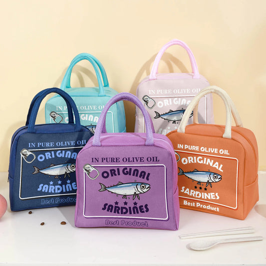 Kawaii Sardine Bento Bag 🎒✨ - Adorable & Portable Lunch Companion! 🐟🍱