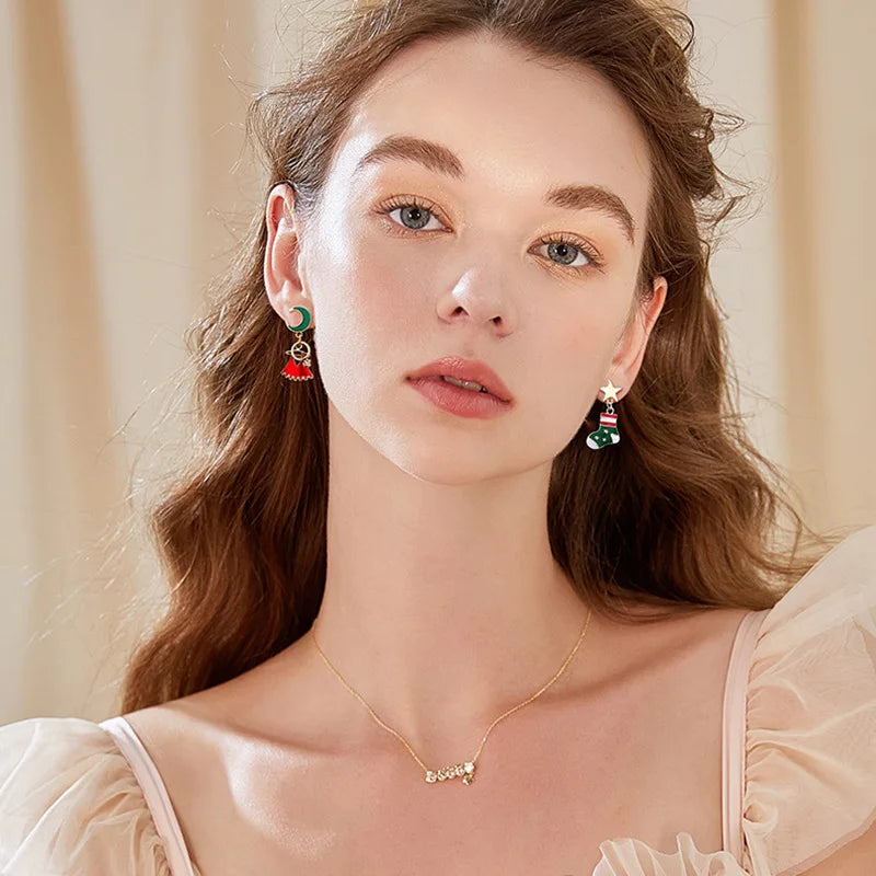 Sweet Green Bowknot Bell Earrings For Women Xmas Gift Dangle Wind Chime 🎄✨