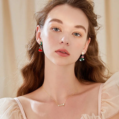 Sweet Green Bowknot Bell Earrings For Women Xmas Gift Dangle Wind Chime 🎄✨