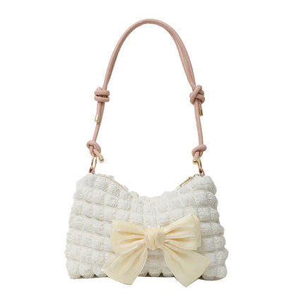 Kawaii Bowknot Tote 👜✨ | Adorable Women's Shoulder Bag 💖 | Retro Chic Crossbody Purse for Fashionistas 🌟