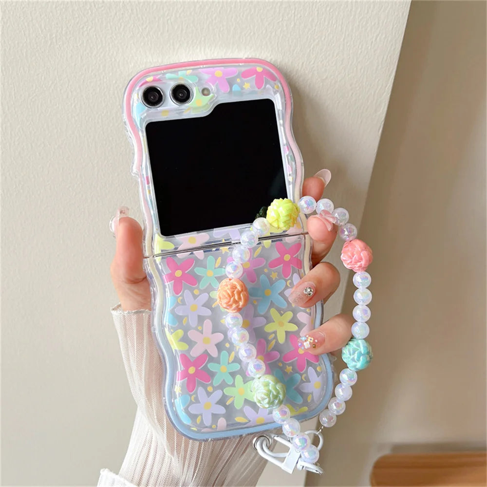 🌸 Whimsical Floral Charm Bracelet Case for Samsung Galaxy Z Flip 6/5/4/3 💖✨