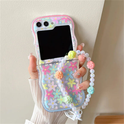 🌸 Whimsical Floral Charm Bracelet Case for Samsung Galaxy Z Flip 6/5/4/3 💖✨