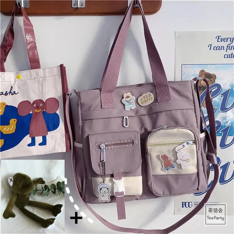 Kawaii Nylon Waterproof Satchel 👜✨ | Adorable Japanese Crossbody Messenger Bag for Students & Girls 🎒💖