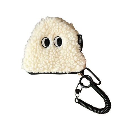 🍙 Adorable Rice Ball Zipper Coin Purse 👜 Plush Wallet with Lanyard - Cute Storage for Small Treasures! 🌟