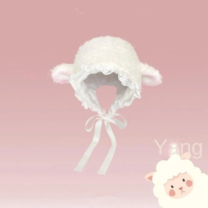 Fluffy Lamb Bucket Hat For Winter Warmth Cosplay Cozy Gift Idea 🐑🧣