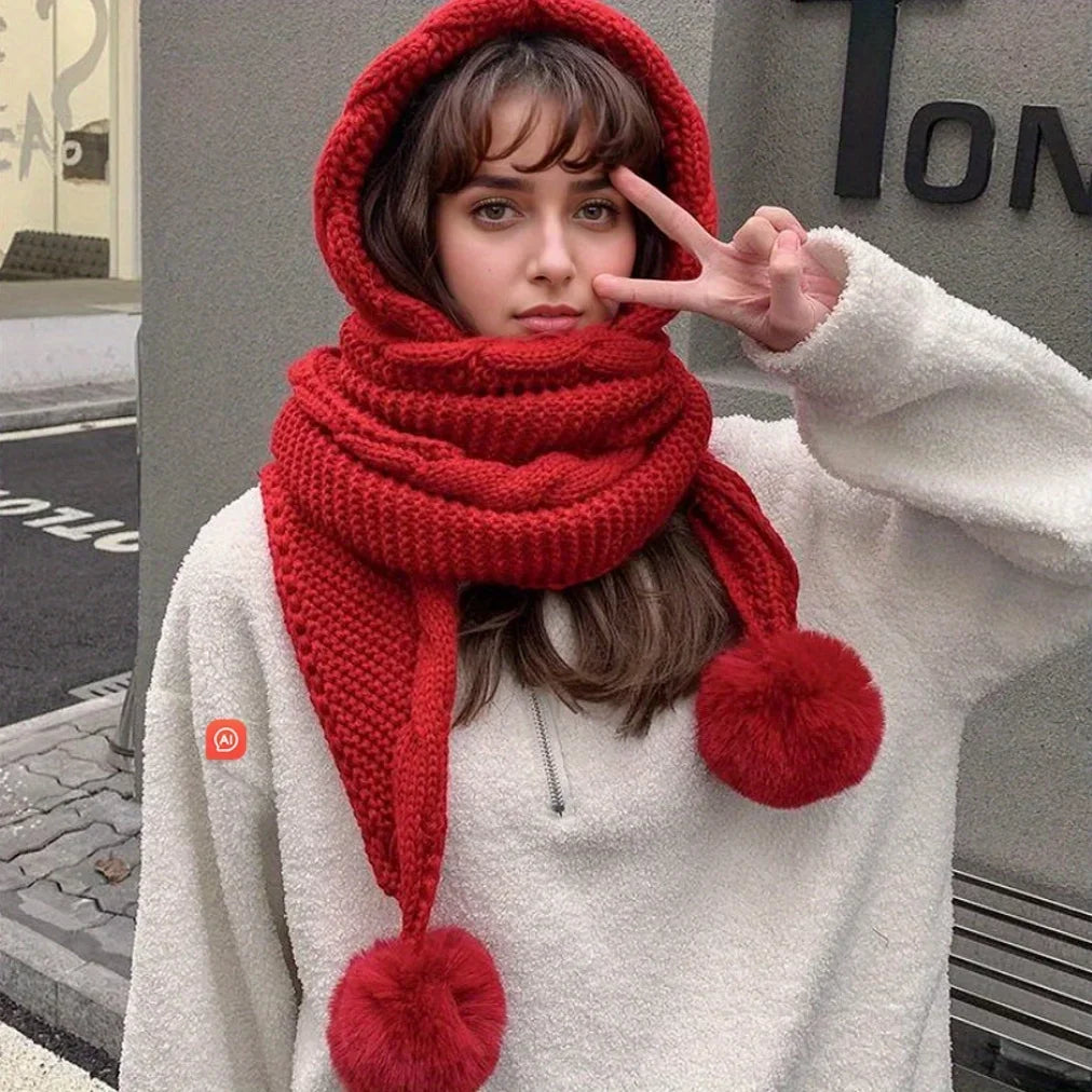 Cute Cozy Winter Hat Scarf Set With Pom Beanie And Balaclava ❄️🧣