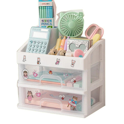 Kawaii Multi-Layer Drawer Organizer 🌟✨ | Cute Desktop Storage Box for School & Office Supplies 🖍️💖