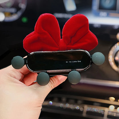 Kawaii Cartoon Red Bow Gravity Car Phone Holder 🚗💕 | Cute Air Vent Mount for 4.0-6.0" Phones 🌟📱