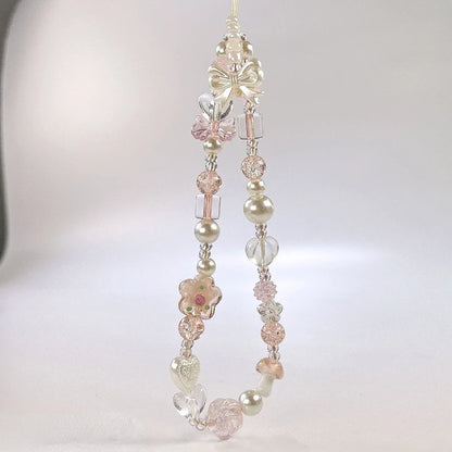 Whimsical Glass Bowknot Flower Phone Strap Lanyard Charm 🌸💖 For AirPods Case