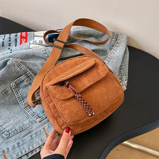 🎀 Adorable Corduroy Crossbody Cutie 👜✨ Small Square Shoulder Bag for Trendy Adventures 🎉 - Pixie Quill