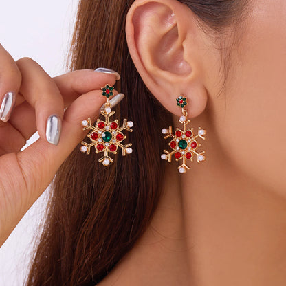 Whimsical Snowflake Stud Earrings With Crystals And Pearls Gift For Her ❄️🎁