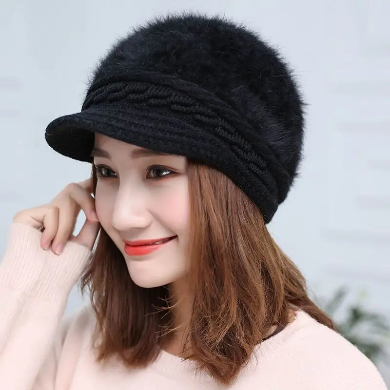 Cozy Korean Style Rabbit Hair Beanie For Women Warm Winter Knit Hat 🐰❄