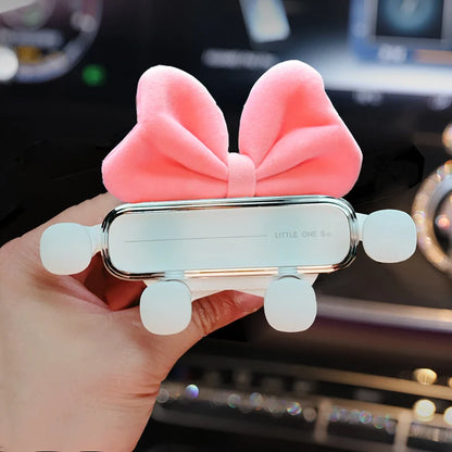 Kawaii Cartoon Red Bow Gravity Car Phone Holder 🚗💕 | Cute Air Vent Mount for 4.0-6.0" Phones 🌟📱